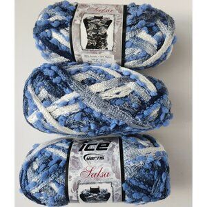 Ice Yarns Salsa Super Bulky Yarn 85% Acrylic 15% Nylon Blue/White Turkey 100g
